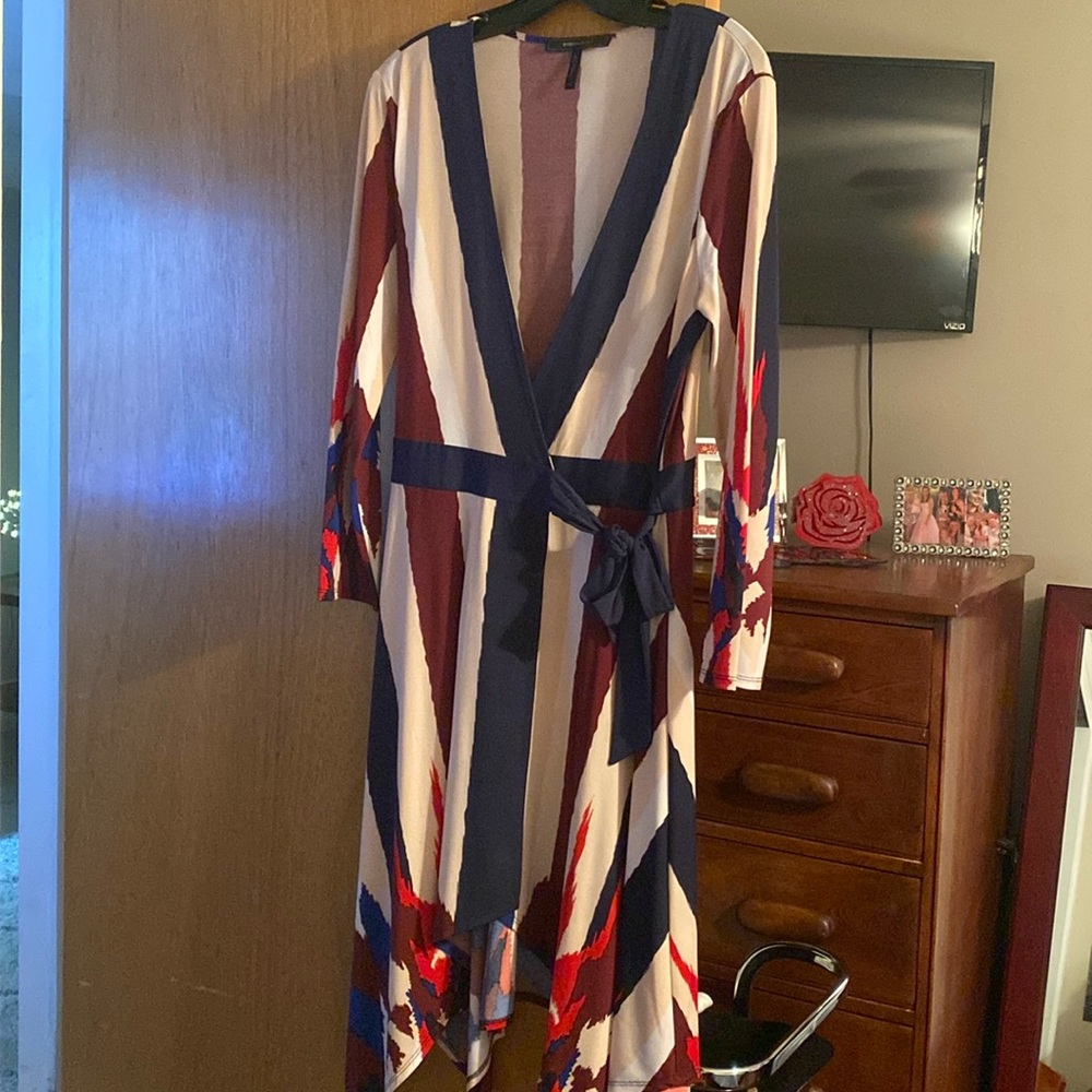 BCBG Maxazria stripe wrap dress